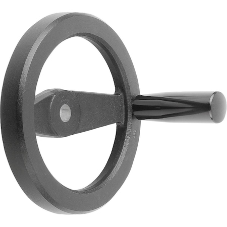 Kipp 2-Spoke Handwheel D1=160 Reamed Hole D2=16H7, Aluminum, Black Powder, Comp:Thermoset, Revolving Grip K0162.41160X16
